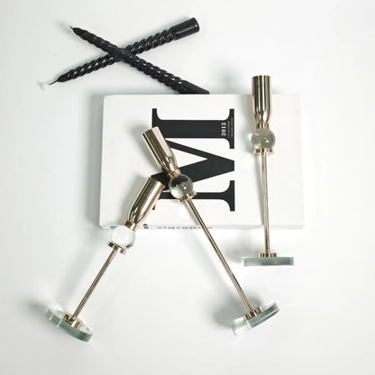 DecorBites™ Crystal Glass Candlestick Holder - Elegant Home Décor Accessory