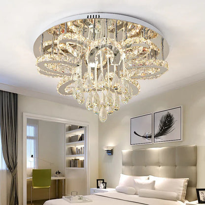 DecorBites™ Dimmable LED Crystal Chandelier Chrome Ceiling Light Fixture