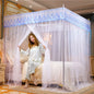 Decobites Lace Pleated Bed Net Canopy for Queen Size Double Bed