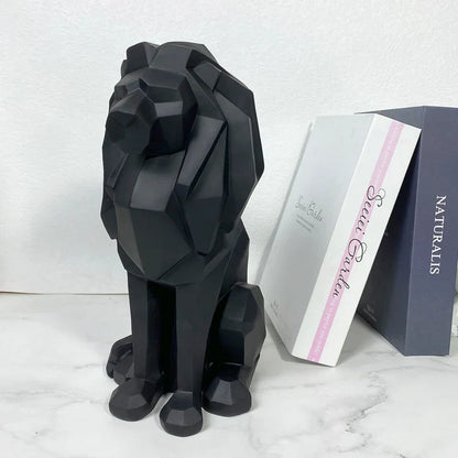 DecorBites™ Lion Resin Art Statue: Morden Geometry Figurine for Home Office Decoration