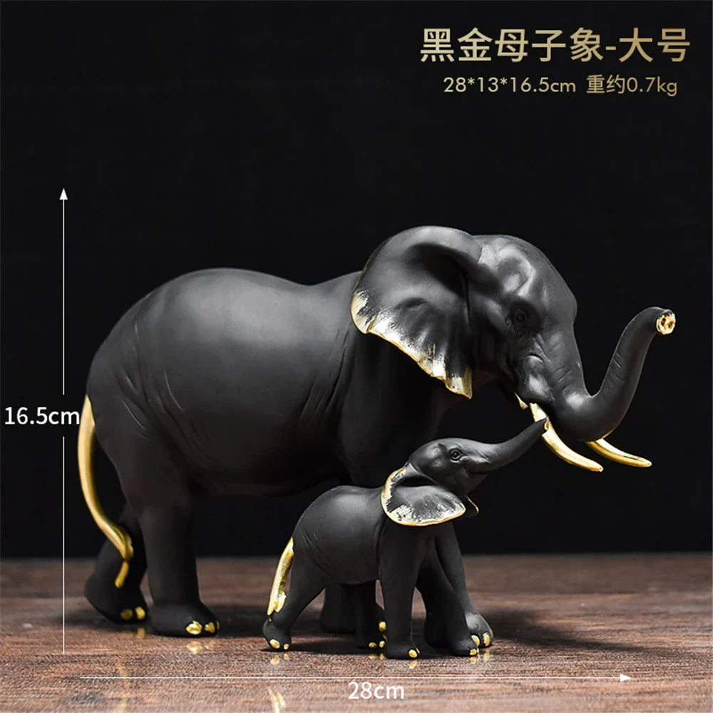 DecorBites™ Elephant Art Decor 2pcs Lucky Elephant Sculpture for Home Living Room Decor