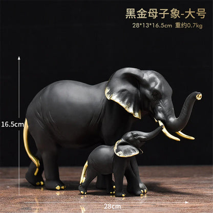 DecorBites™ Elephant Art Decor 2pcs Lucky Elephant Sculpture for Home Living Room Decor