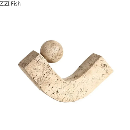 ديكور بايتس™ - زخارف حجرية هندسية - ديكور مكتب - عمل فني حديث - تمثال - ديكور غرفة