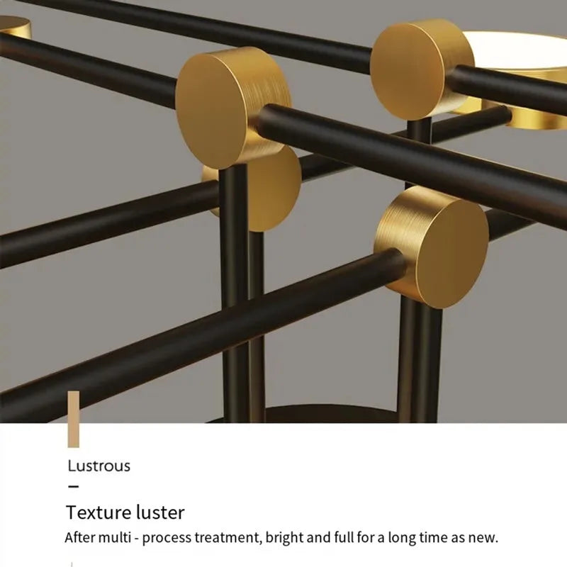 DecorBites™ Gold Frame LED Remote Control Dimmable Ceiling Lamp for Living Room, Dining, Bedroom