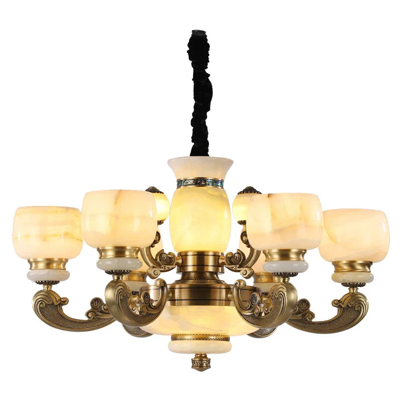 DecorBites™ Jade Chandelier: Stylish Chinese Zen Living Room Lamp for Duplex Building by Guangdong Zhongshan