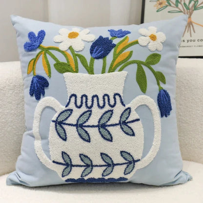DecorBites™ Blue Hyacinth Square Pillowcase, Non-Scripta Design, Modern Home Decoration