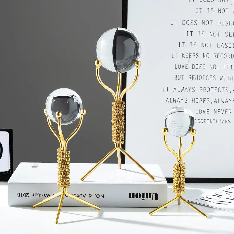 DecorBites™ Bola de Cristal Artesanal: Decoración Nórdica Moderna de Metal, Ligeramente Lujosa, para el Hogar y el Mueble de TV