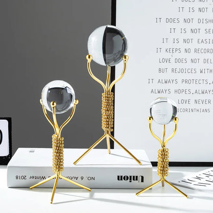 DecorBites™ Bola de Cristal Artesanal: Decoración Nórdica Moderna de Metal, Ligeramente Lujosa, para el Hogar y el Mueble de TV