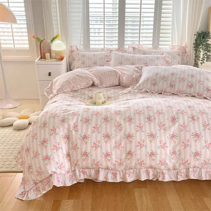 Decobites Floral Princess 100% Cotton Duvet Set for Queen Size Bed