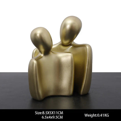 Estatua abstracta de resina dorada, hecha a mano, para decoración de sala de estar o escritorio de oficina - DecorBites™