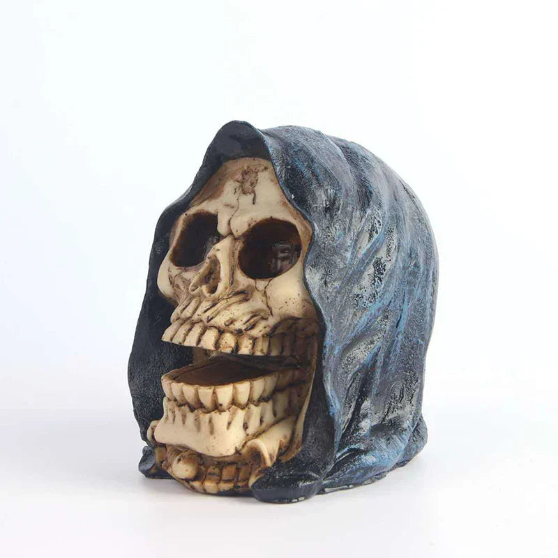 DecorBites™ Gothic Resin Skull Statue Decor for Halloween Horror Party