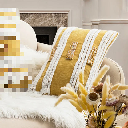 Funda de cojín DecorBites™ con bordado geométrico de rayas circulares | Funda de almohada decorativa para sofá