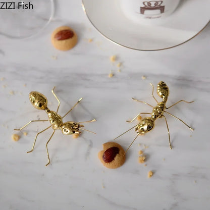 DecorBites™ Golden Butterfly Ant Miniature Figurine Desk Ornament Artwork Decor