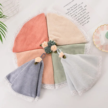 DecorBites™ Lace Dress Baby Hand Towel: Soft, Absorbent, and Cute for Kitchen & Bathroom