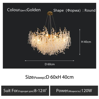 DecorBites™ Circular Crystal Chandelier Living Room Pendant Lights LED Indoor Decoration