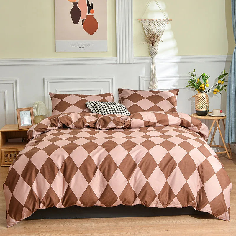 Decobites Geometric Stripes Bedding Set: Duvet Cover, Bed Sheets, Pillowcases