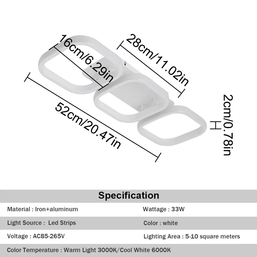 مصباح سقف LED أكريليك من DecorBites™: ثريا نورديك عصرية لغرفة المعيشة وغرفة الطعام والممر