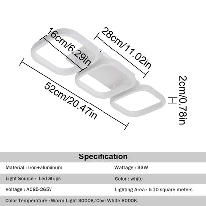 مصباح سقف LED أكريليك من DecorBites™: ثريا نورديك عصرية لغرفة المعيشة وغرفة الطعام والممر