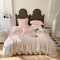 Decobites French Princess Wedding Bedding Set, Cozy Queen King Size Duvet Cover, Bed Sheet