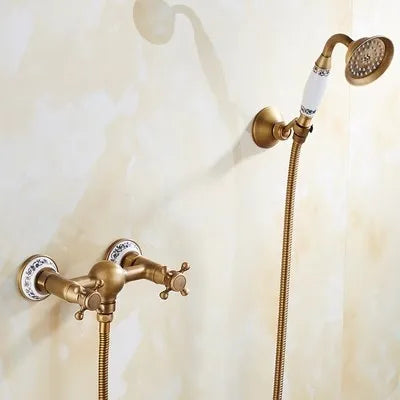 DecorBites™ Brass Bathtub Shower Set Wall Mounted - Hot and Cold Mixer Taps