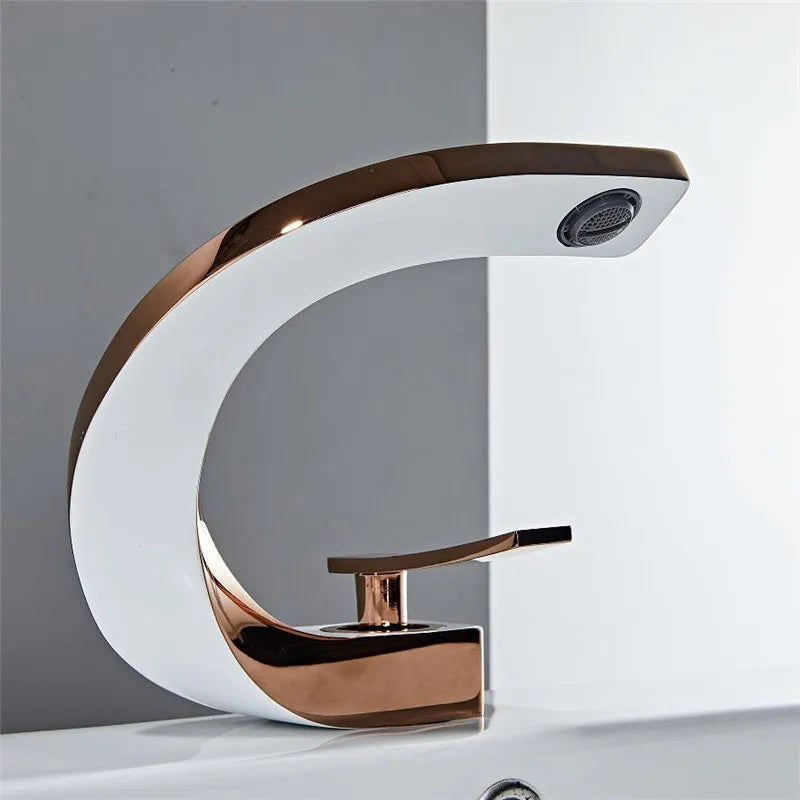 DecorBites™ Brass Bathroom Basin Faucet in Elegant Rose Gold Finish