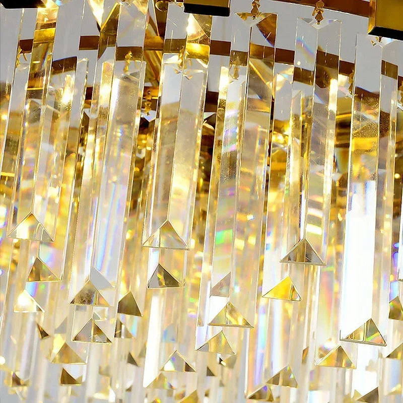 DecorBites™ Golden Crystal Chandelier LED Ceiling Light for Living Room & Lobby