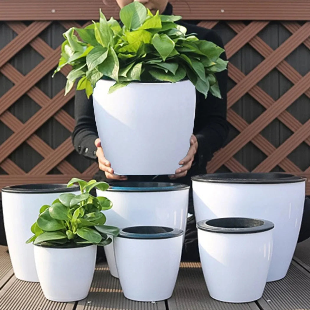 Self-Watering Imitation Porcelain Flower Pot