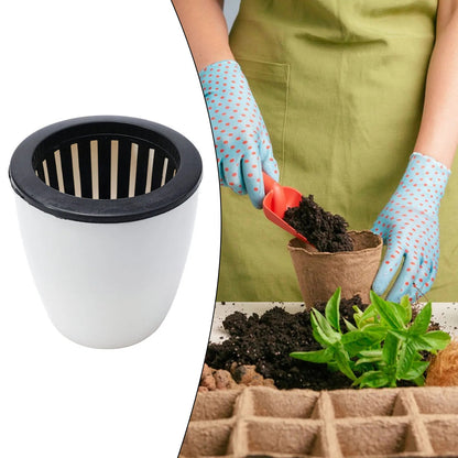 Self-Watering Plastic Flower Pot - Green