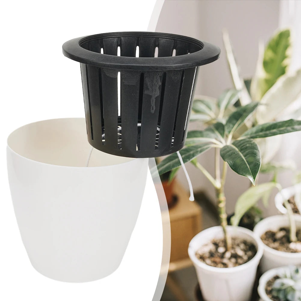 Self-Watering Plastic Flower Pot - Green