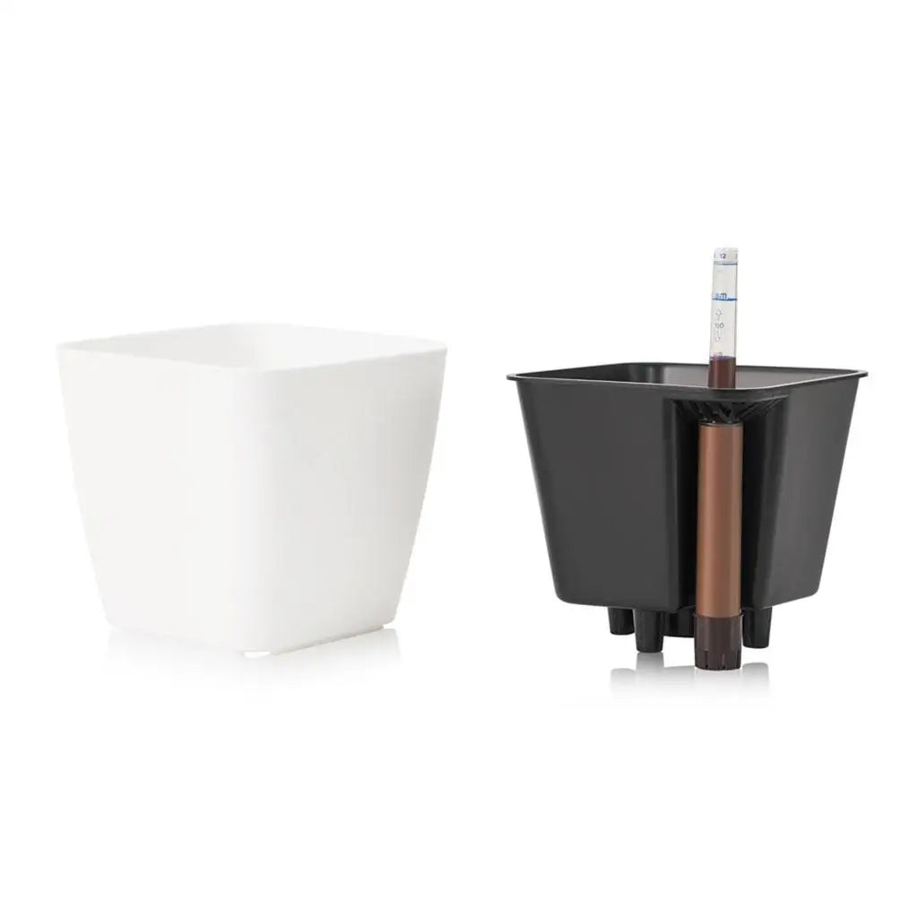 Self-Watering White Plastic Flower Pot