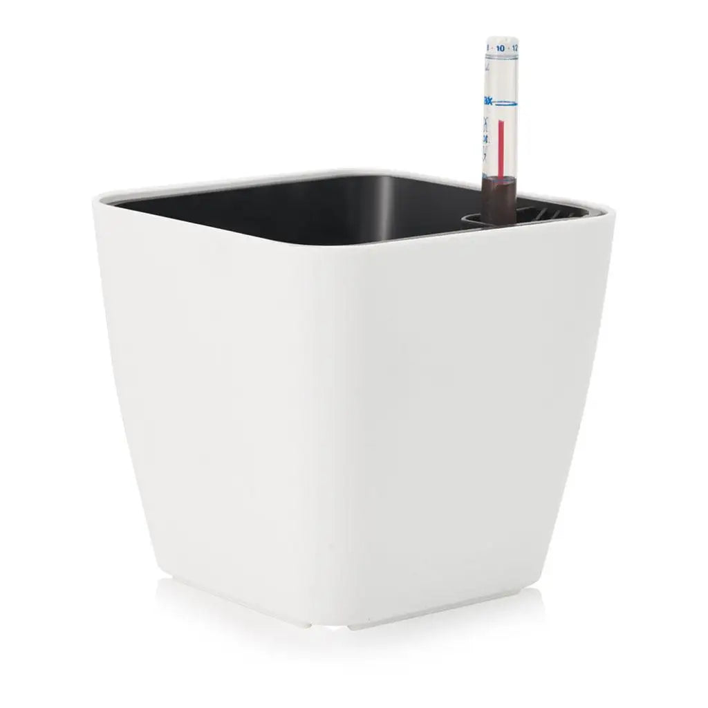 Self-Watering White Plastic Flower Pot