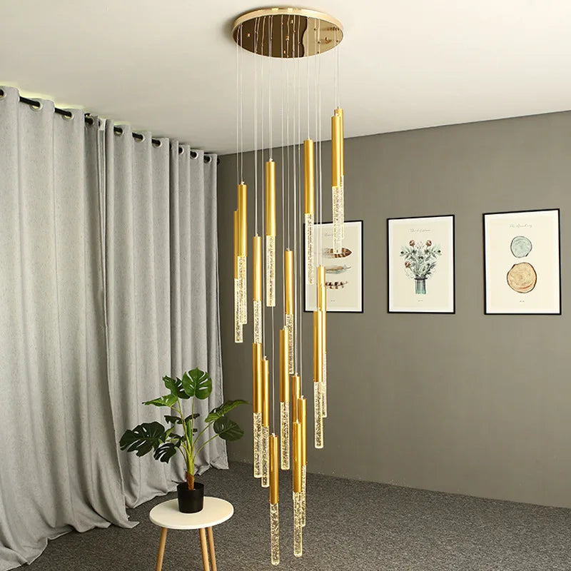 DecorBites™ Crystal Loft Chandelier: Modern Nordic Art Deco Gold LED Lighting for Living Room