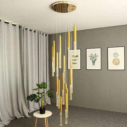 DecorBites™ Crystal Loft Chandelier: Modern Nordic Art Deco Gold LED Lighting for Living Room