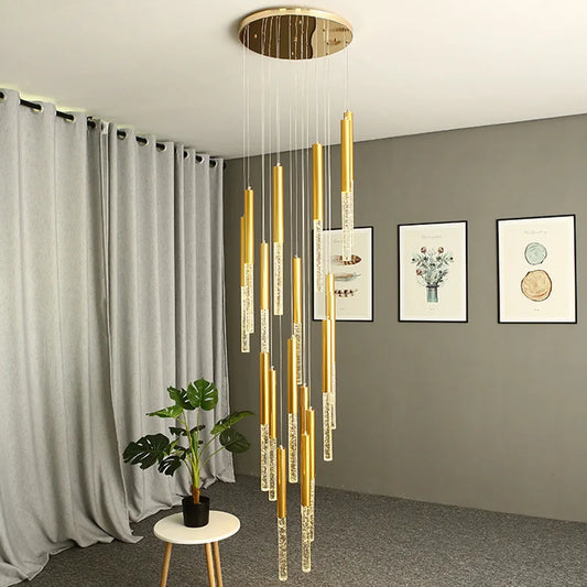 DecorBites™ Crystal Loft Chandelier: Modern Nordic Art Deco Gold LED Lighting for Living Room