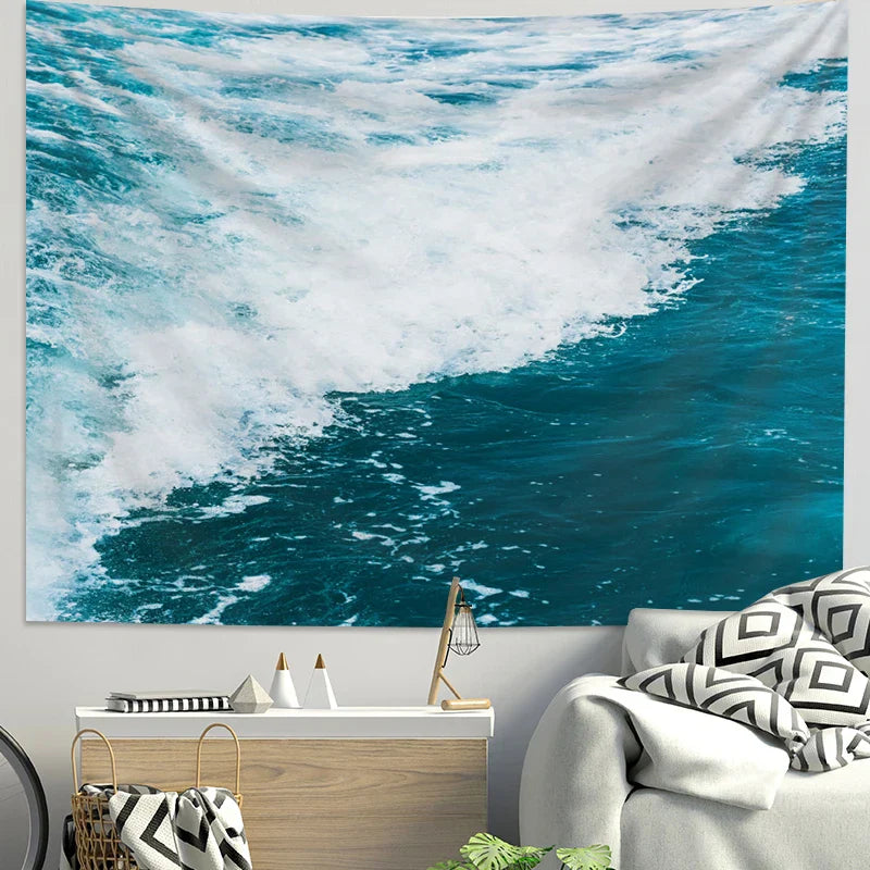 Decobites Sea Tapestry Landscape Wall Decoration Cloth for Room Layout & Dormitory Renovation