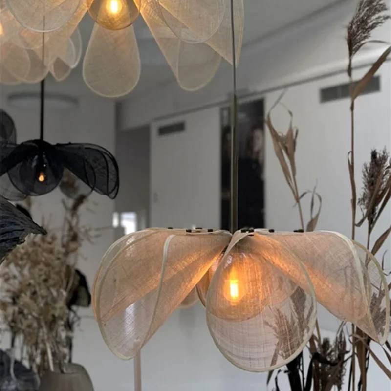 DecorBites™ Bohemian LED Fabric Flower Chandelier for Dining Table Lamp and Room Decor