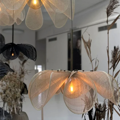 DecorBites™ Bohemian LED Fabric Flower Chandelier for Dining Table Lamp and Room Decor