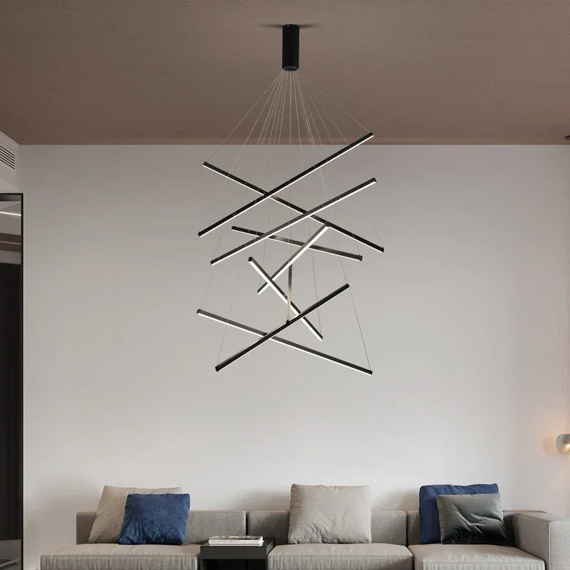 ثريا السقف المصنوعة من الألومنيوم من DecorBites™: إضاءة LED داخلية قابلة للتغيير على شكل درج مرتفع