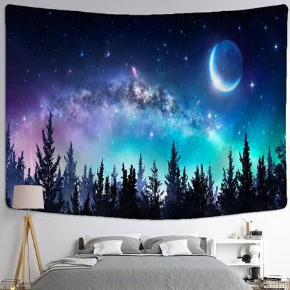 Decobites Starry Night View Tapestry: Bohemian Psychedelic Mystery Wall Hanging for Home Aesthetics