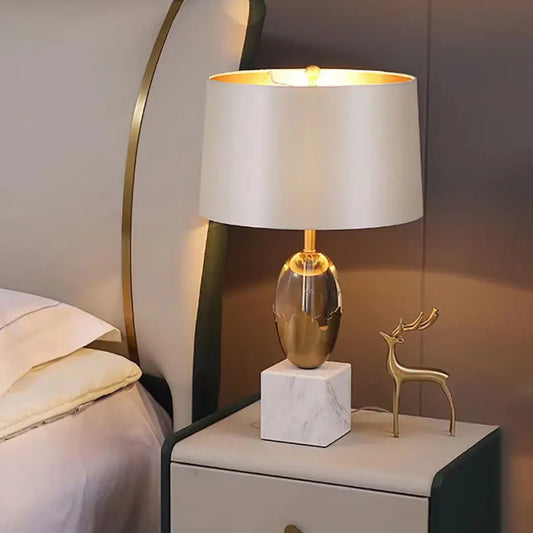 DecorBites™ Crystal Fabric Table Lamp: Nordic Design for Bedside, Desk, Living Room & Bedroom