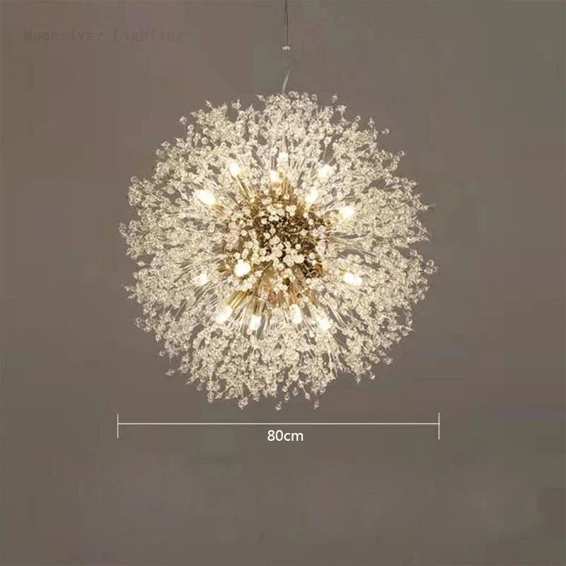 DecorBites™ Dandelion Crystal Chandelier: Modern Nordic Style LED Pendant Light for Living Room