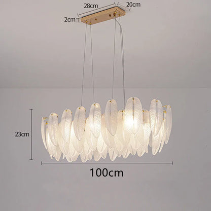 Feather Glass Gold Pendant Light