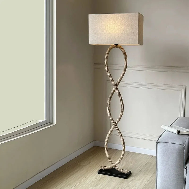 DecorBites™ Hemp Rope Fabric Shade LED Floor Lamp for Home Decor