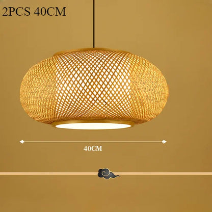 Japanese Bamboo Woven Lantern Pendant Light