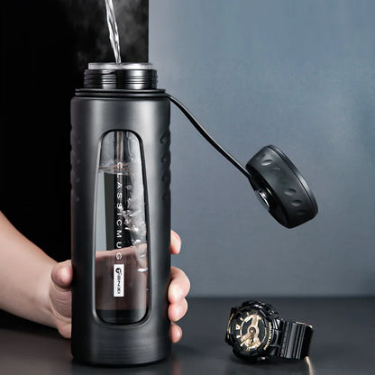 Vaso de agua de vidrio aislante de doble capa DecorBites™ | Taza de té resistente al calor de gran capacidad