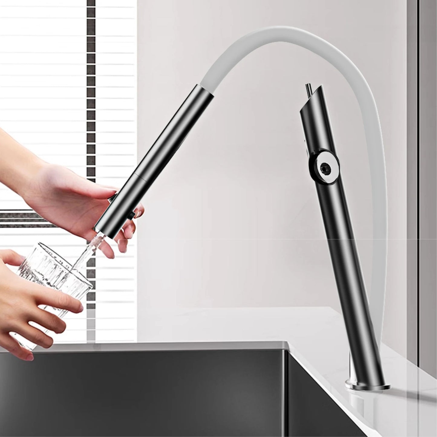 Kitchen Faucet Black Pull-Out Design