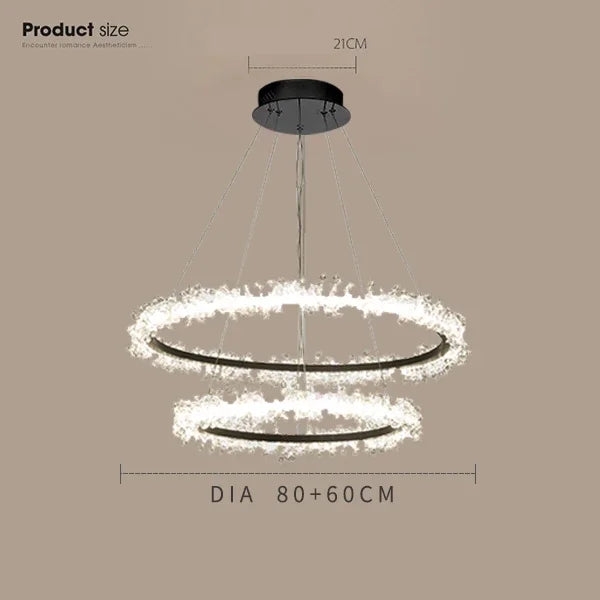 Chandelier de Anillo de Cristal Dorado Decorbites™ para la Decoración de Sala de Estar y Restaurante