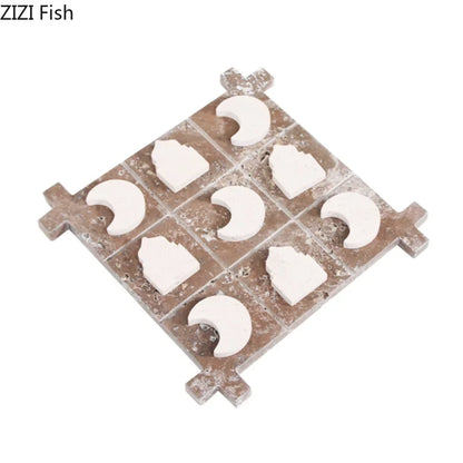 DecorBites™ Acrylic Tic-Tac-Toe Chessboard Set - Geometric Art Desk Decoration with Casual Chess Pieces