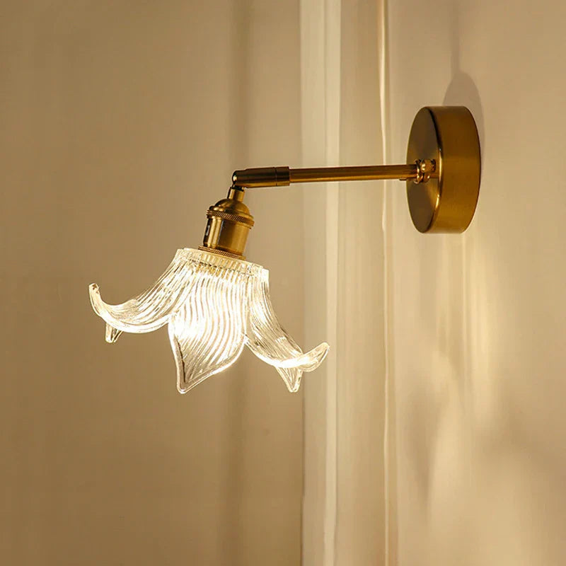 DecorBites™ Brass Mirror Wall Sconce with Glass Shade for Bedroom and Living Room