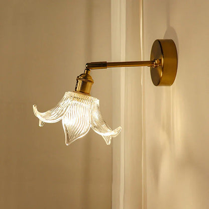 DecorBites™ Brass Mirror Wall Sconce with Glass Shade for Bedroom and Living Room